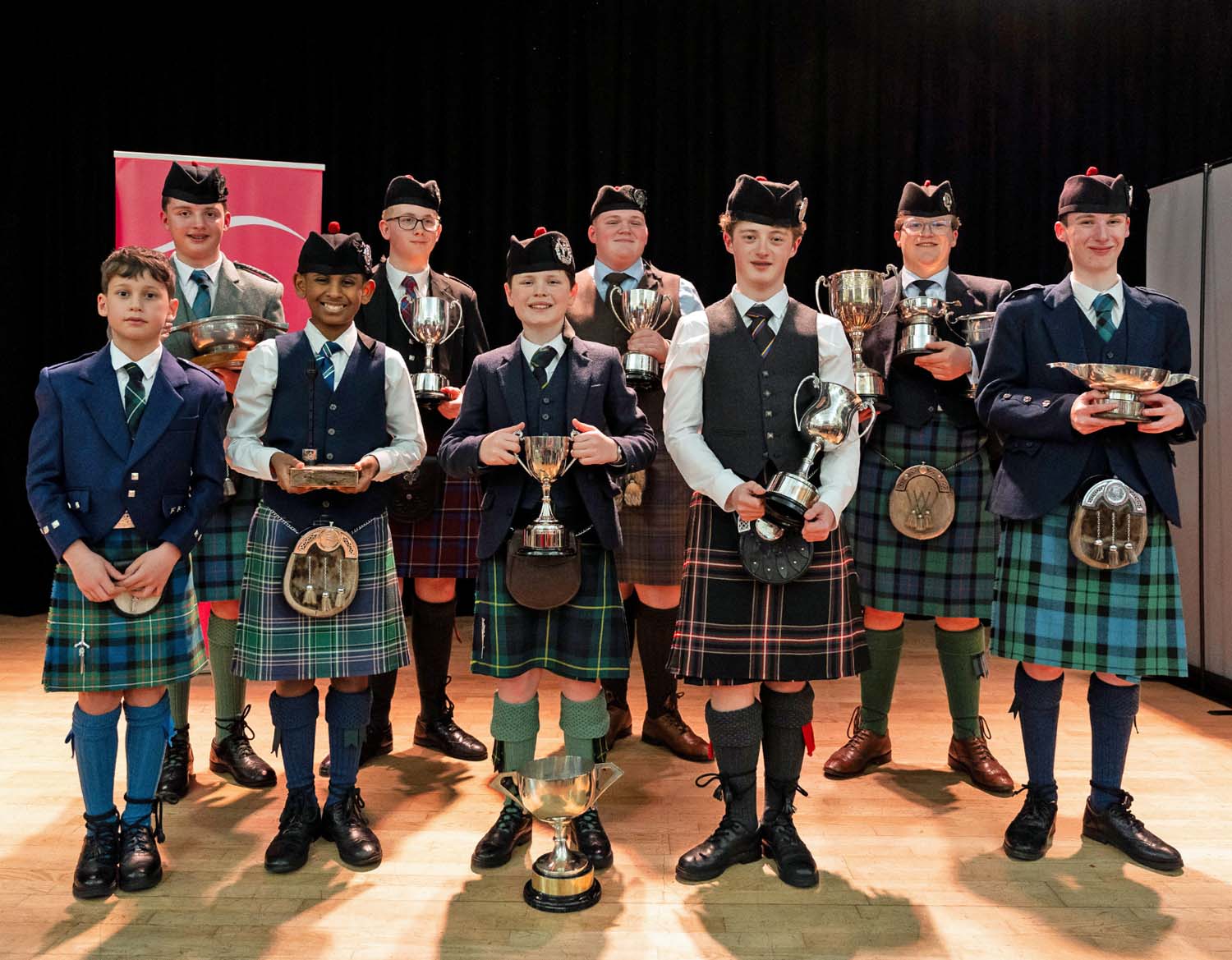 Prizewinners at the 2026 NPC Junior Solo Piping Competition