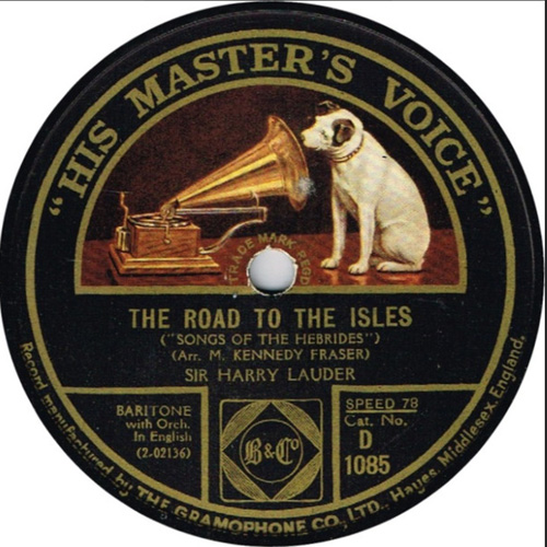 The 1926 HMV label from the smash hit 1926 recording by Harry Lauder.