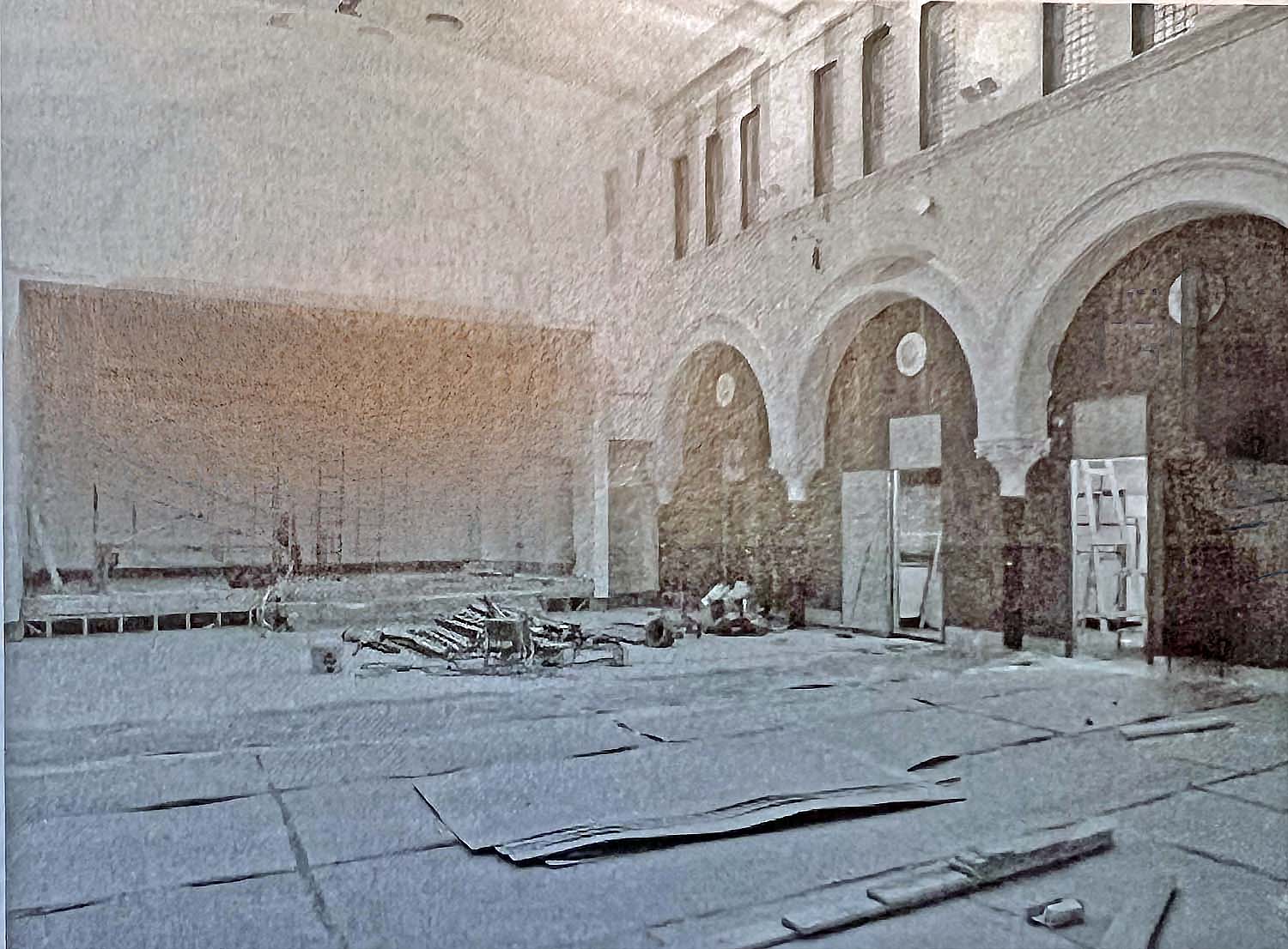 The Piping Centre's auditorium, while the building was undergoing extensive renovations. In its finished state, the auditorium will seat 200 and serve as a venue for a variety of piping-related events.