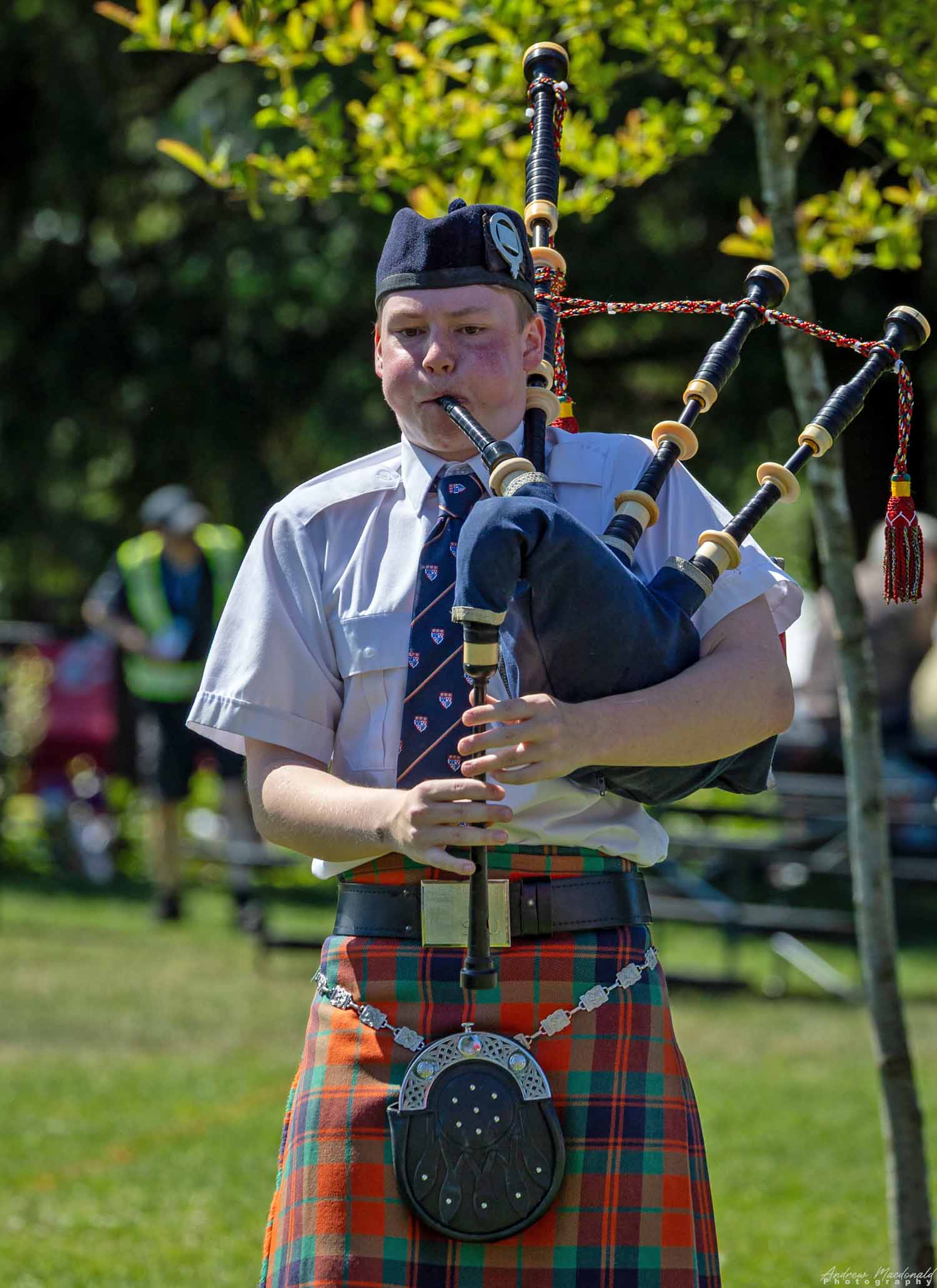 Overall Open Solo Piping winner Cameron Bonar