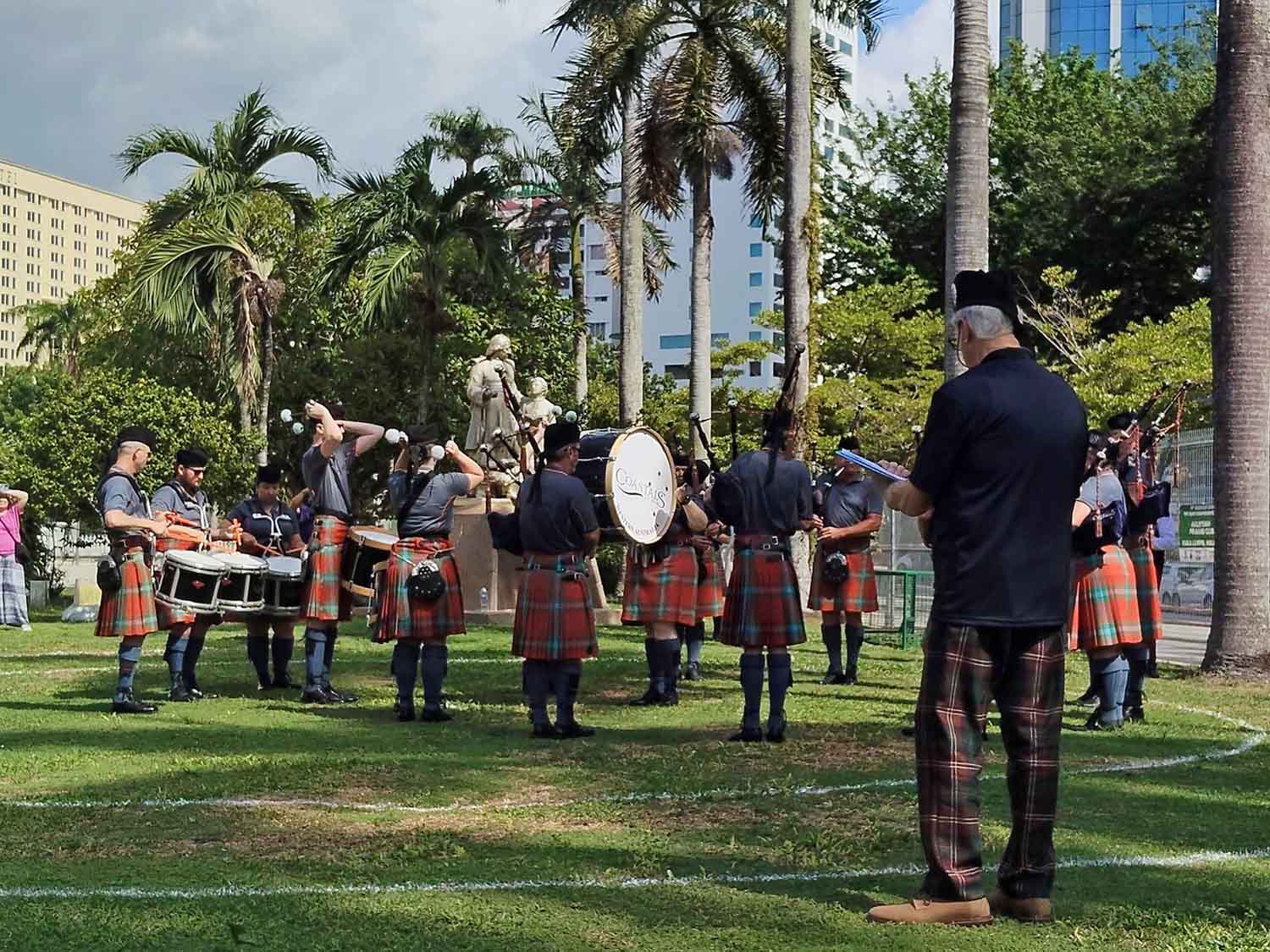 The pipe band competition scene at the 2026 South-East Asia Championships in Penang.