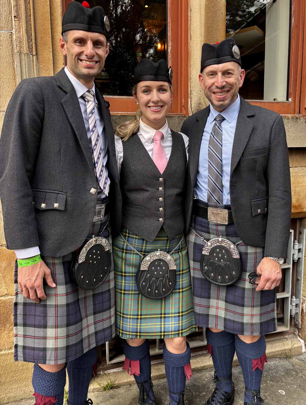 CLASP Grade 1 Piobaireachd prizewinners: John Bertino (lL), Olivia Corcoran, John Hughes