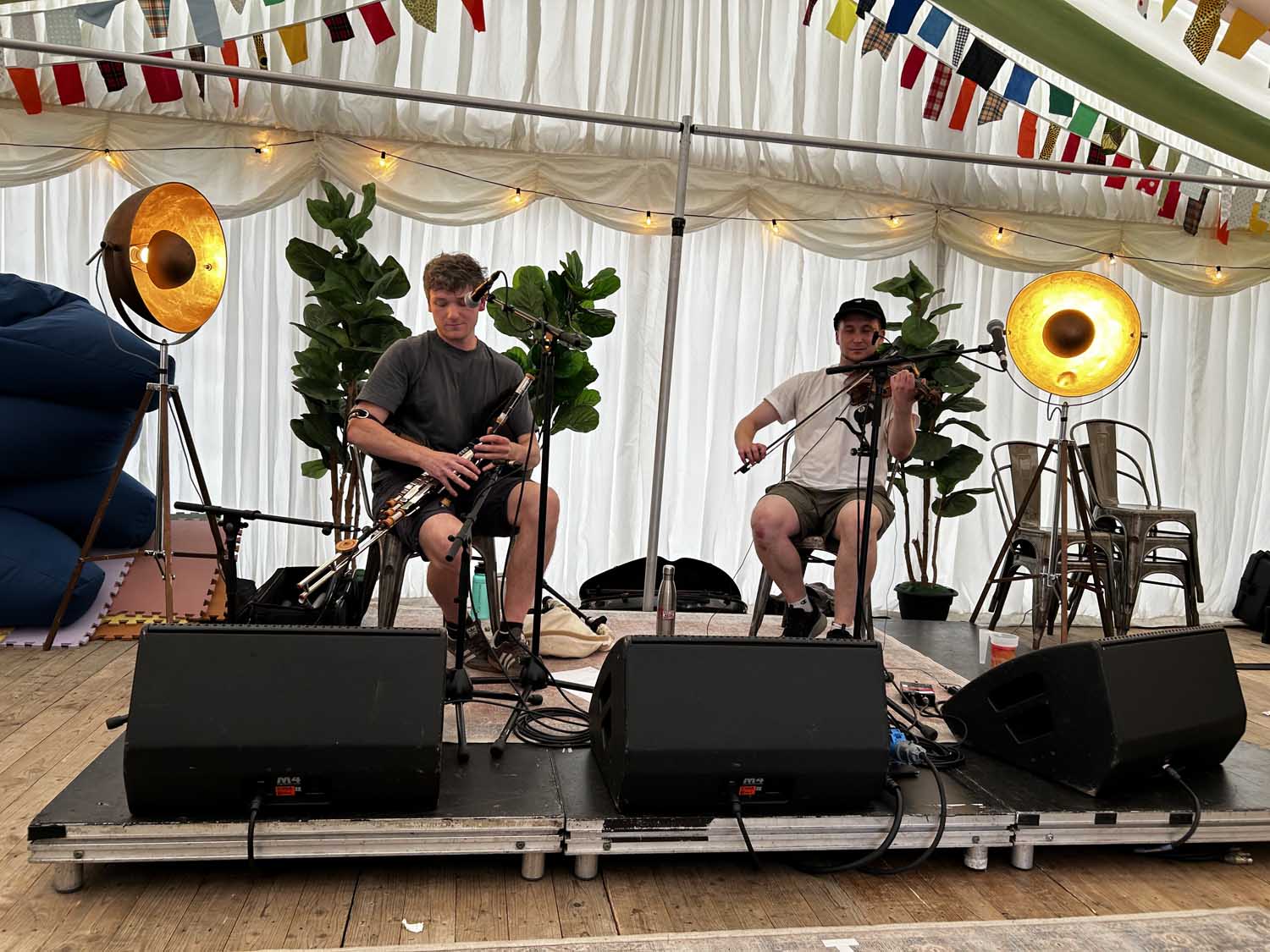 Conal McDonagh and Robbie Greig breaking a sweat in The Bothy tent.