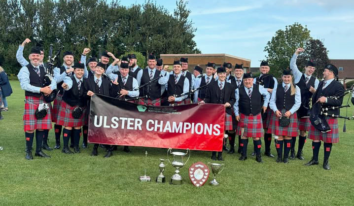 Manorcunningham celebrates their win at the 2026 Ulster Championships.