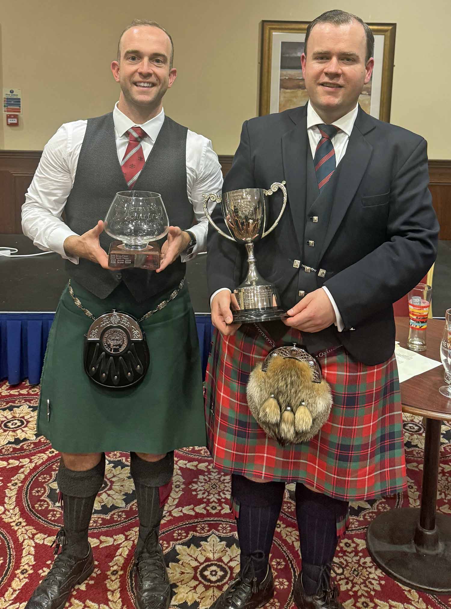 James Frazer (left) and James Stone, winners of the MSR and Hornpipe & Jig at the 2025 Northern Ireland Piper of the Year Solo competition.