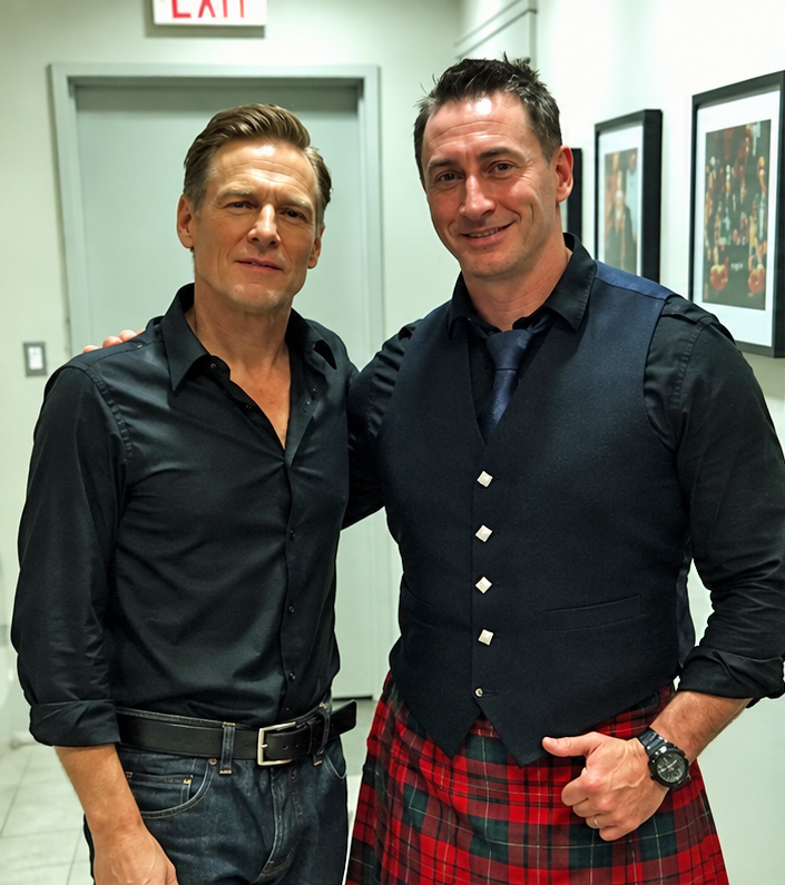 Kids wanna rock: Bryan Adams and Sean McKeown backstage at a gig