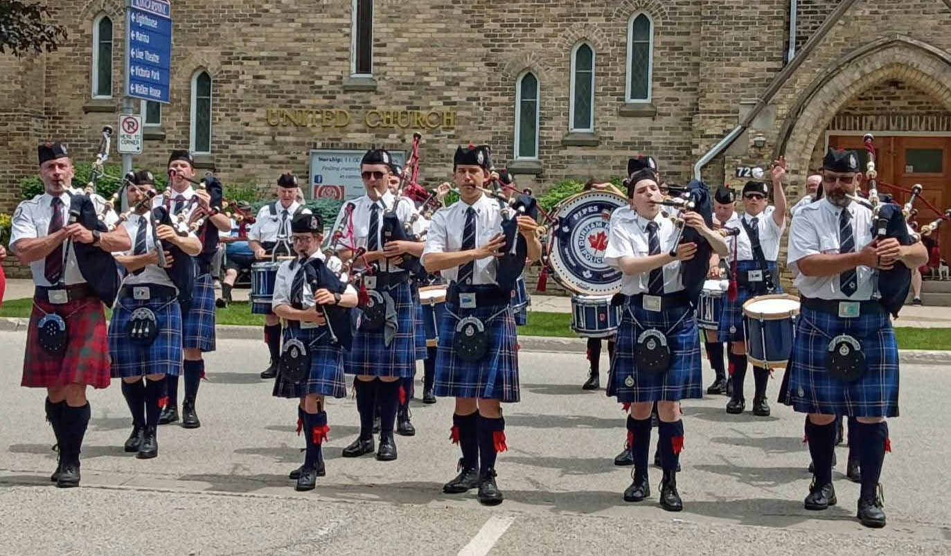 Sean McKeown with the Grade 4 Durham Regional Police Pipe Band at the 2026 Kincardine Scottish Festival, Kincardine, Ontario