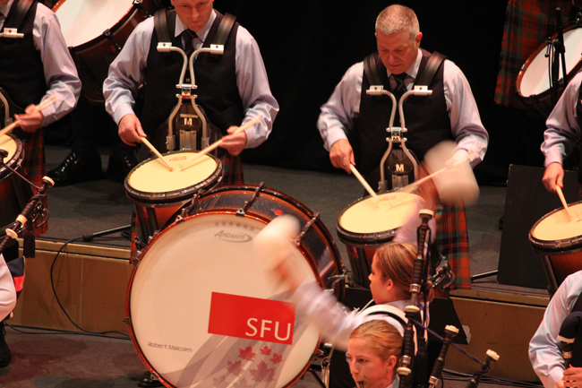 SFU drummers in action at the band's Glasgow Royal Concert Hall concert, August 2015.