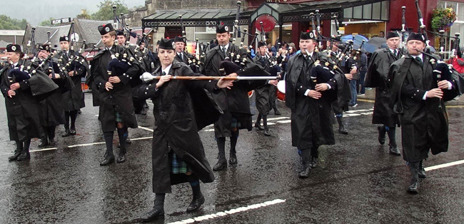 Mackenzie Caledonian in the street parade through the Highland town of Pitlochry.