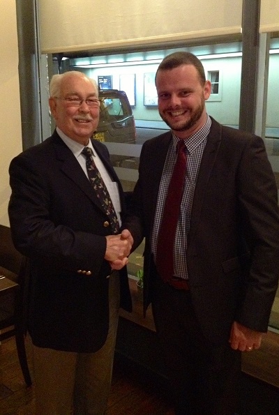 Retiring ScottishPower Pipe Band secretary Jack Henderson and Pipe-Major Chris Armstrong.