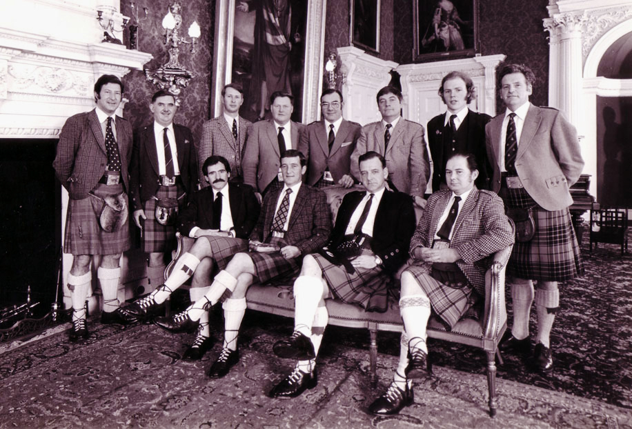 Grant's Championship 1977 competitors. John MacDougall is standing, fourth from left. Others L-R: Tom Speirs, Iain Clowe, Bill Livingstone, Malcolm McRae, MacDougall, Iain Morrison, Hugh MacCallum, John D. Burgess, Iain MacFadyen, Murray Henderson, and Duncan MacFadyen.