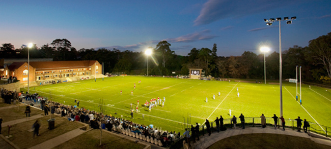 Knox Grammar School grounds at night.