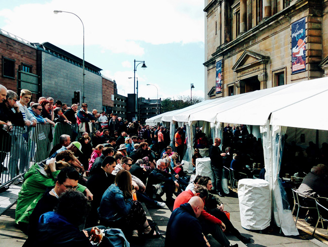 The scene at the Street Cafe during the 2016 Pipes+Drums Recital.
