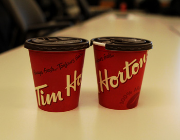 A double Tim Hortons double-double.