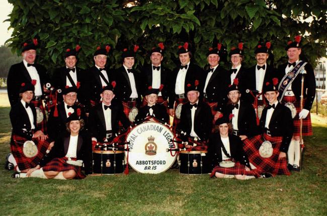 Abbotsford Legion, 1980, a 14-year-old Andrew Bonar behind the bass drum, Skye Rickenderfr behind his left shoulder.