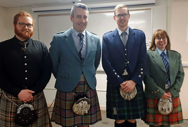 Toronto Knockout Professional piping prize listers (L-R): Dylan Whittemore, Matt MacIsaac, Glenn Walpole and Andrea Boyd.