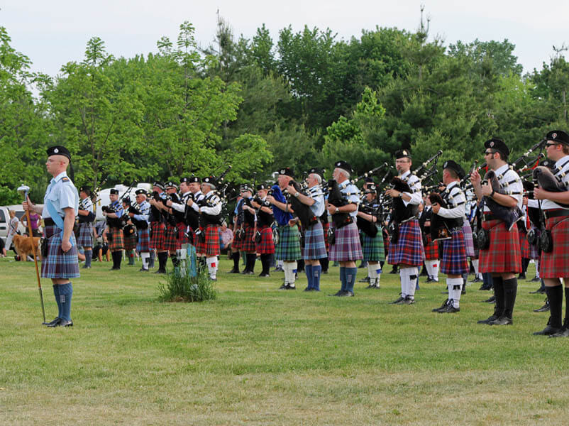 Massed bands at the 2012 Kingston Scottish Festival.