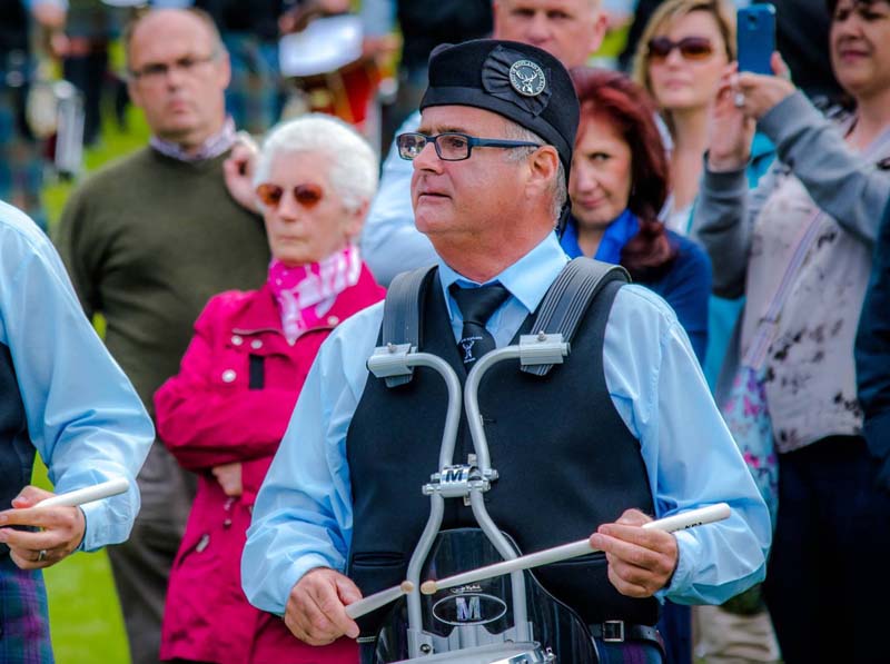 Kilpatrick as lead-drummer of Spirit of Scotland in 2016.