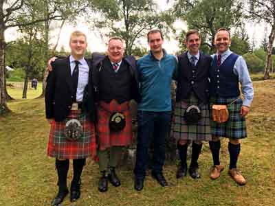 Some of the prize winners at the Braemar Gathering (L-R): Cameron MacDougall, Gordon McCready, Andrew Carlisle, James MacHattie and Jori Chisholm.