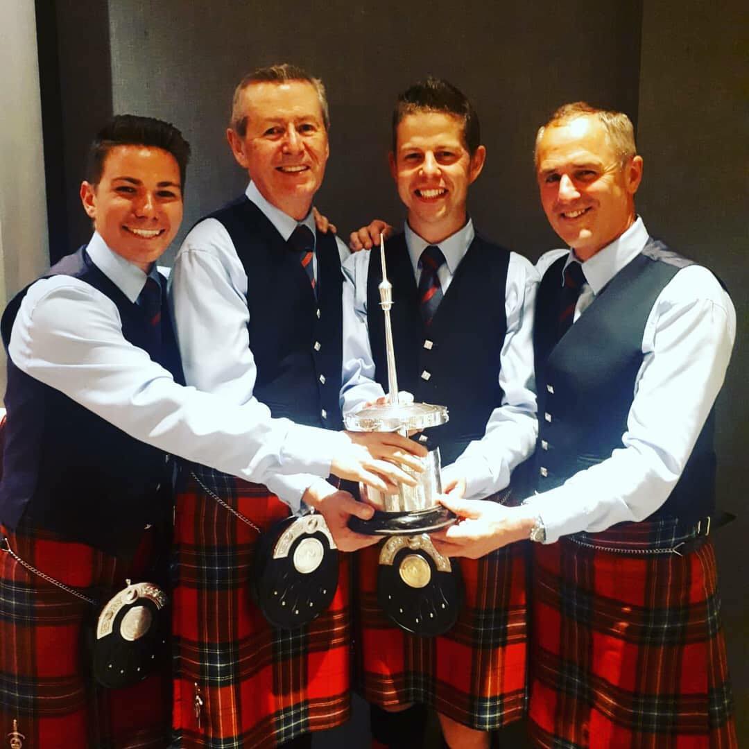 Field Marshal Montgomery leaders with the World Championship trophy (L-R) Andrew Elliott, P-M Richard Parkes, P-S Alastair Dunn and L-D Keith Orr.