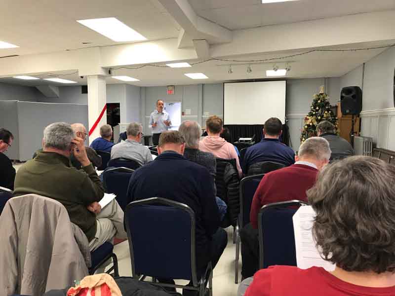 President Chris Buchanan speaking to the 26 members who attended the PPBSO's 2018 annual general meeting in Milton, Ontario.