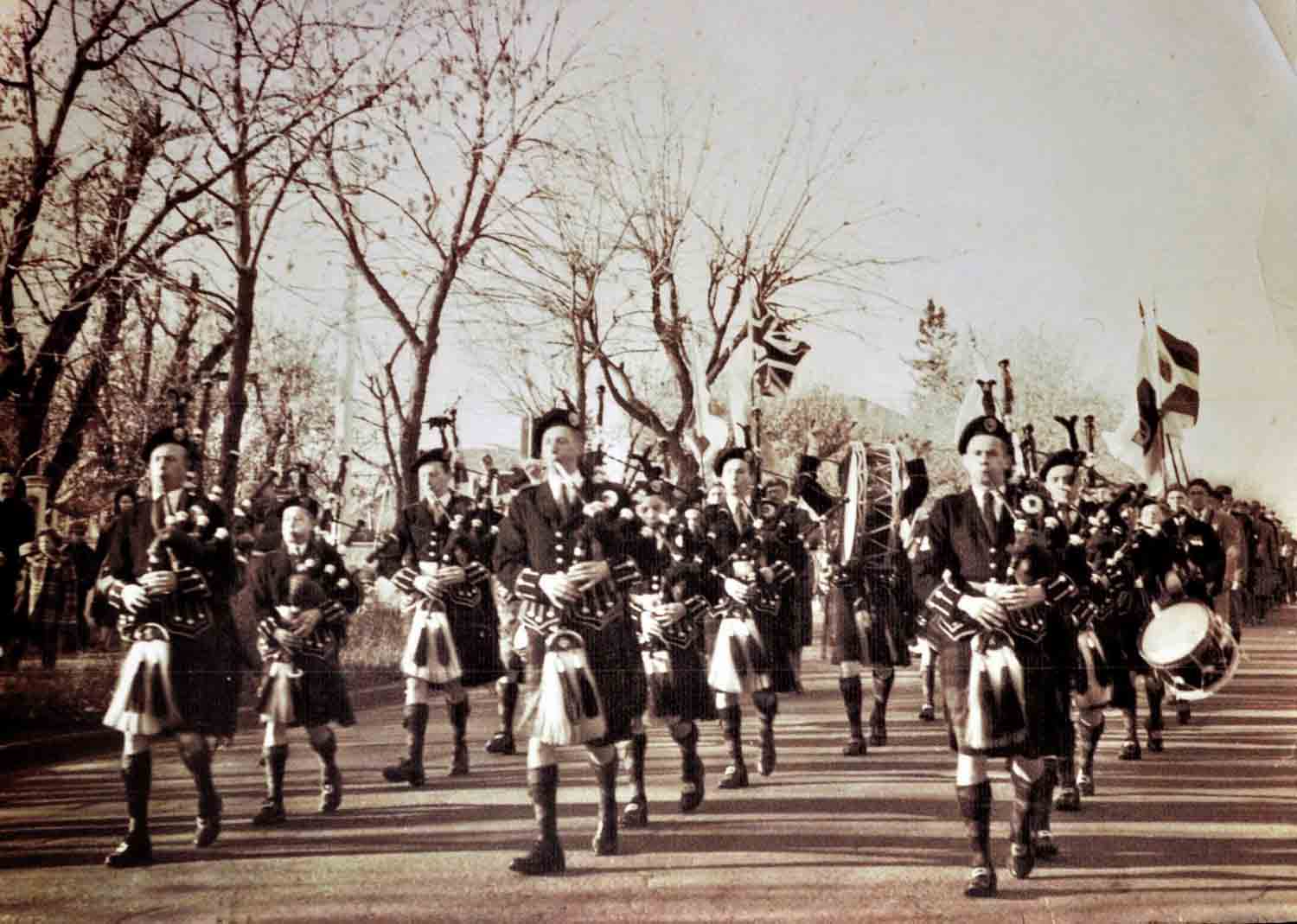 The band parading in Edmonton in the spring of 1949.