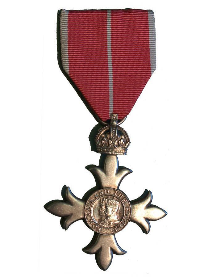Member of the Order of the British Empire (MBE) medal.