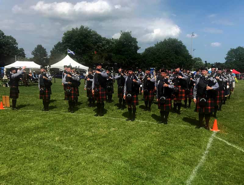 The 78th Fraser Highlanders loving their new tweed vests at the competition line.