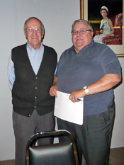 Bob Allen (left) presenting an award to Bill MacLeod, 2007.