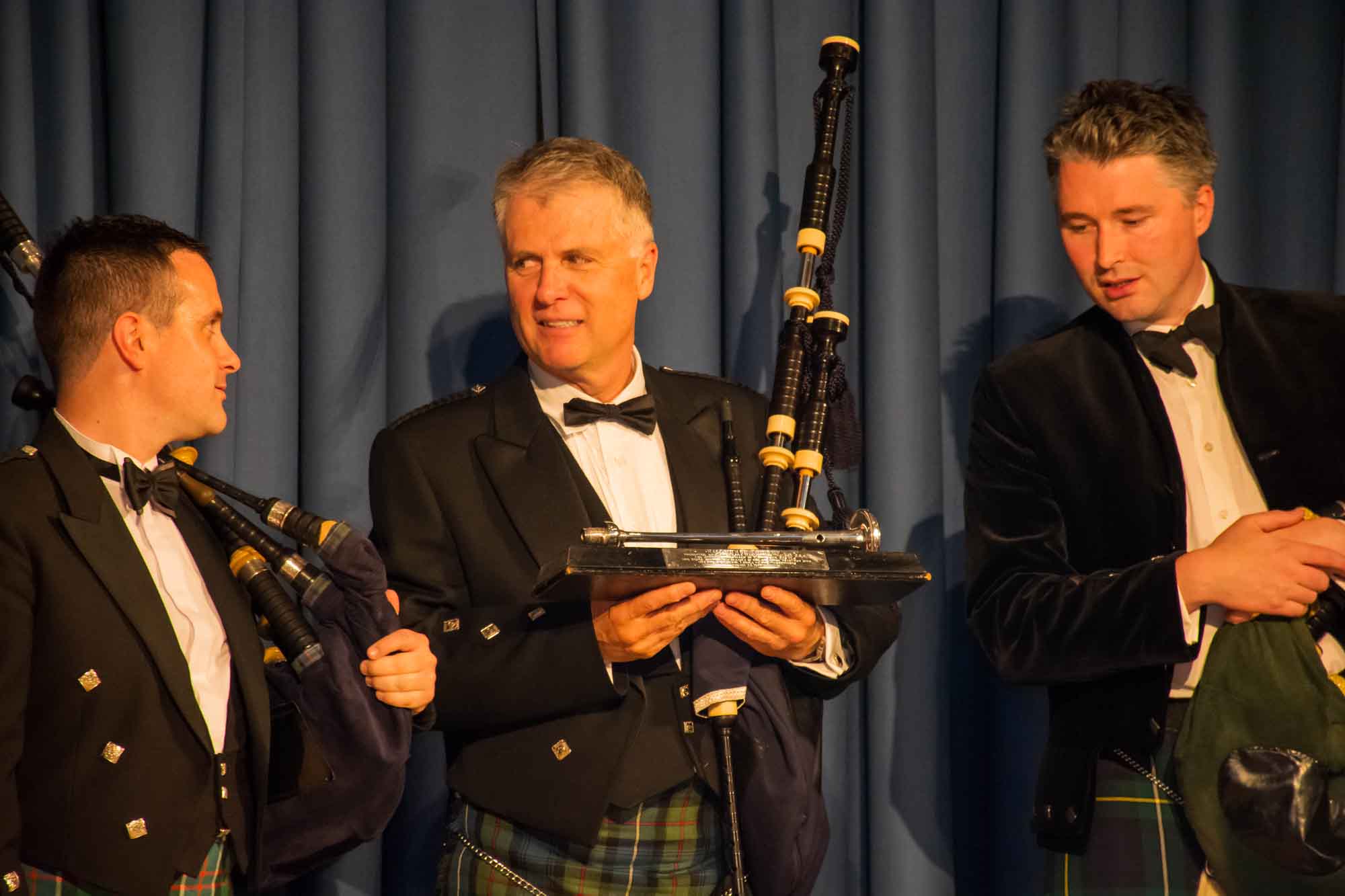 2019 Silver Chanter winner Jack Lee (middle) talks with fellow competitors Finlay Johnston (left) and Jamie Forrester.