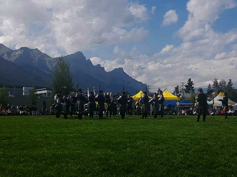 The Rocky Mountain Pipe Band competing at the 2019 Canmore Highland Games.