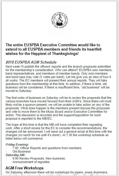 Part of the latest EUSPBA e-blast newsletter.