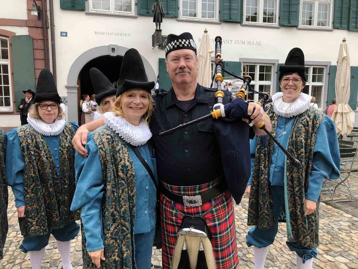 Own Reid enjoying cultural experiences during the Vancouver Police Pipe Band's trip to Basel, Switzerland, as a Basel Tattoo performer.