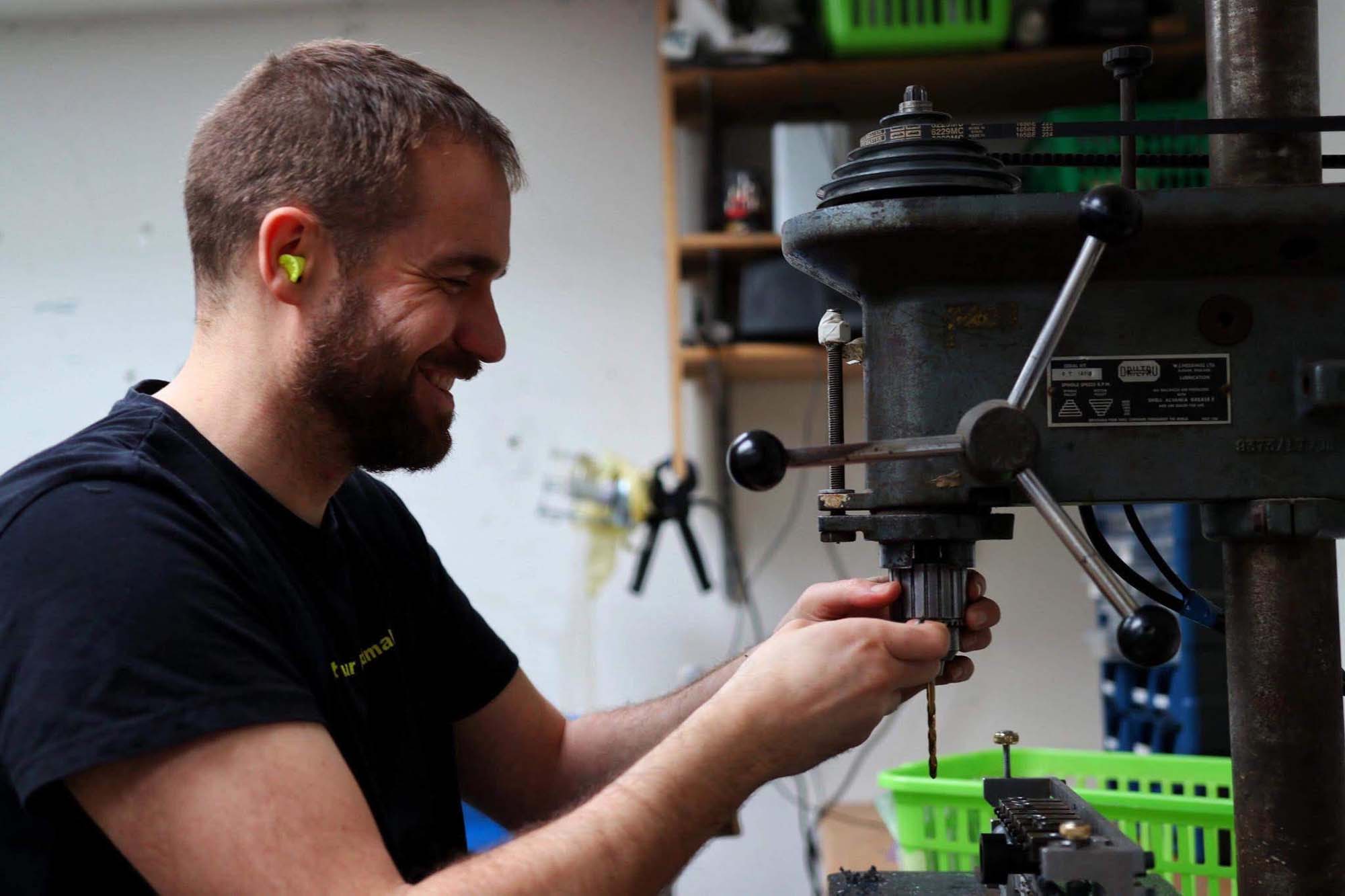 John Elliott of G1 Reeds working on a chanter.