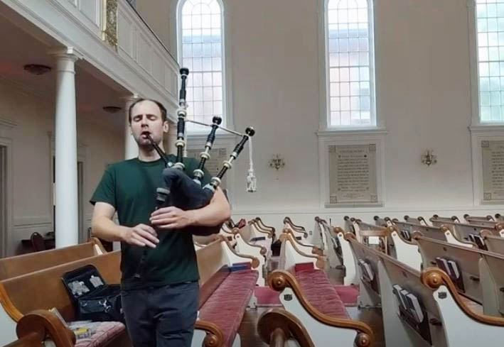 Ben McClamrock on his way to winning the CPA Premier & A-Grade online Piobaireachd competition.