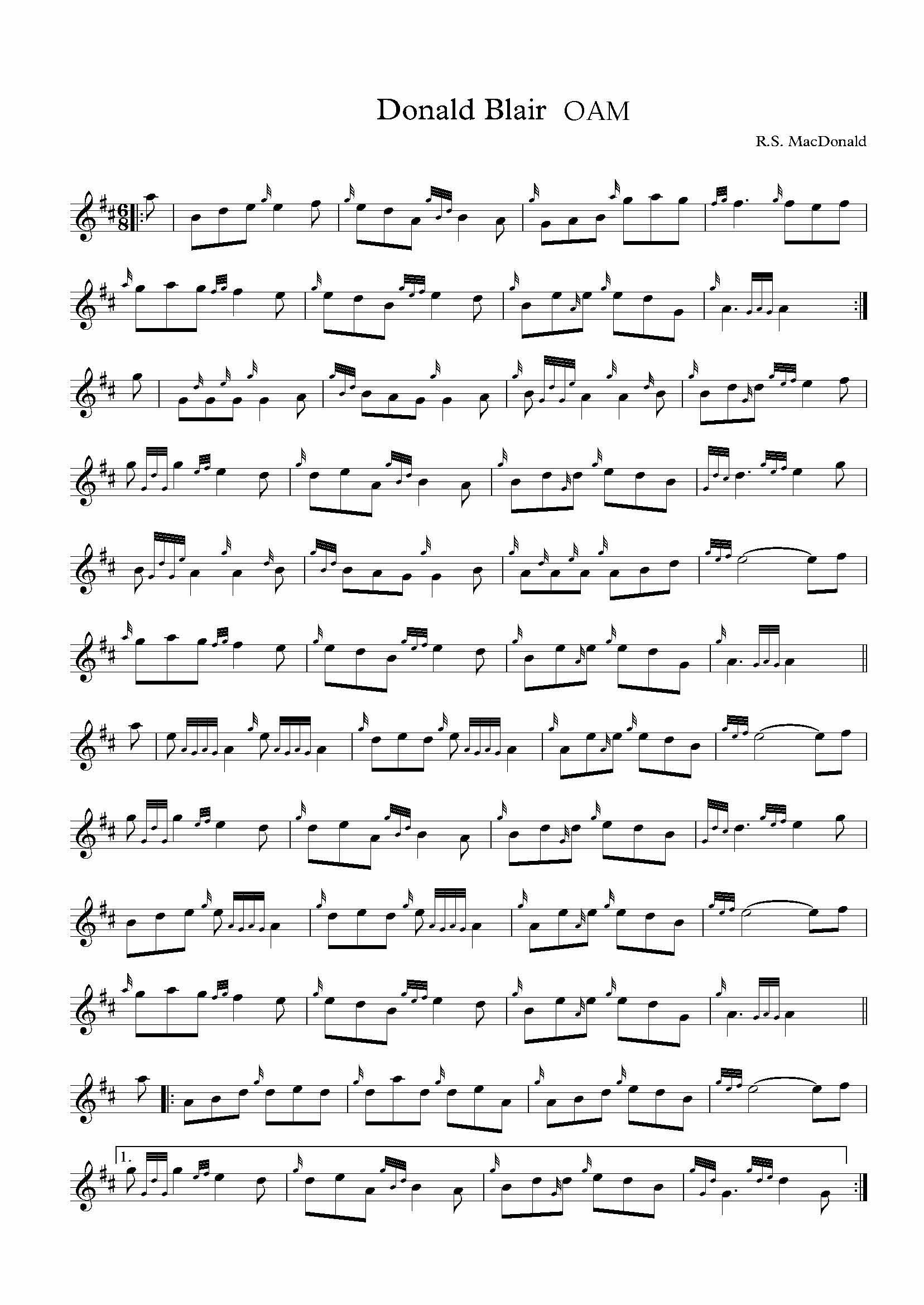 Click for the full pdf score of 'Donald Blair OAM' by R.S. MacDonald.