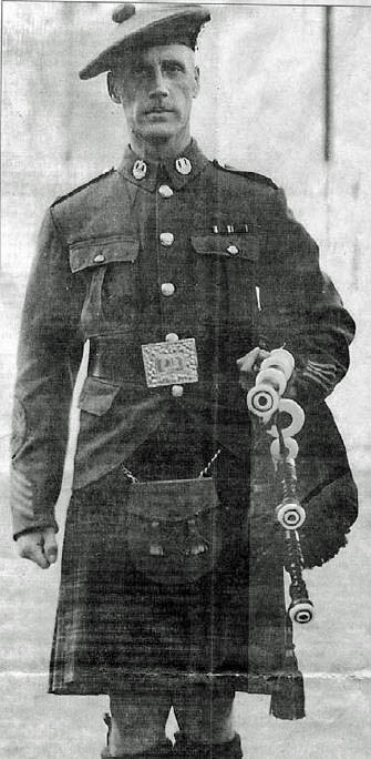 Pipe-Major Sam Scott, Cameron Highlanders of Ottawa, c.1942.